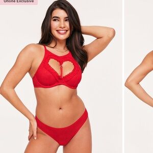 NWT Adore Me red heart bra and panties
